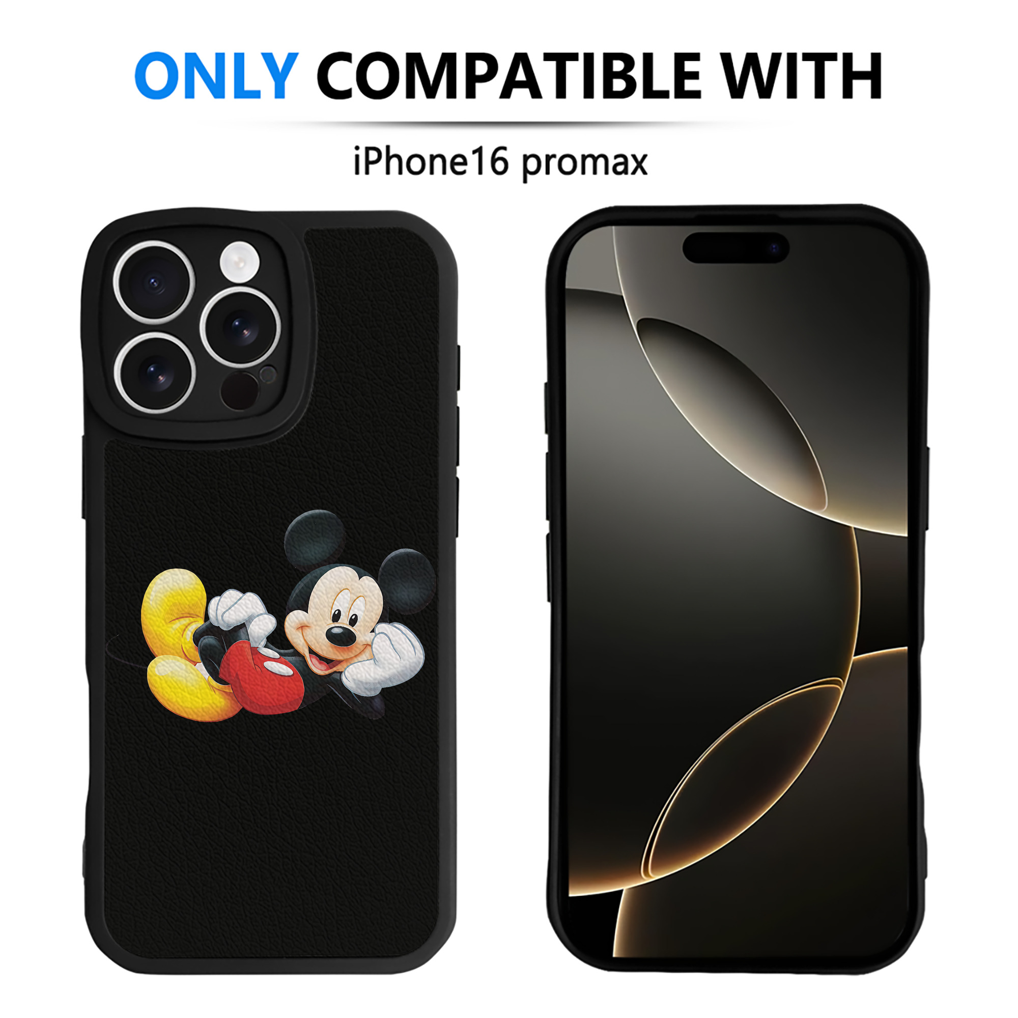 （画像用） ミッキーマウス Mickey Mouse 【iPhone 16シリーズ対応】シリコンスマホケース（レザー調） 材質：シリコン